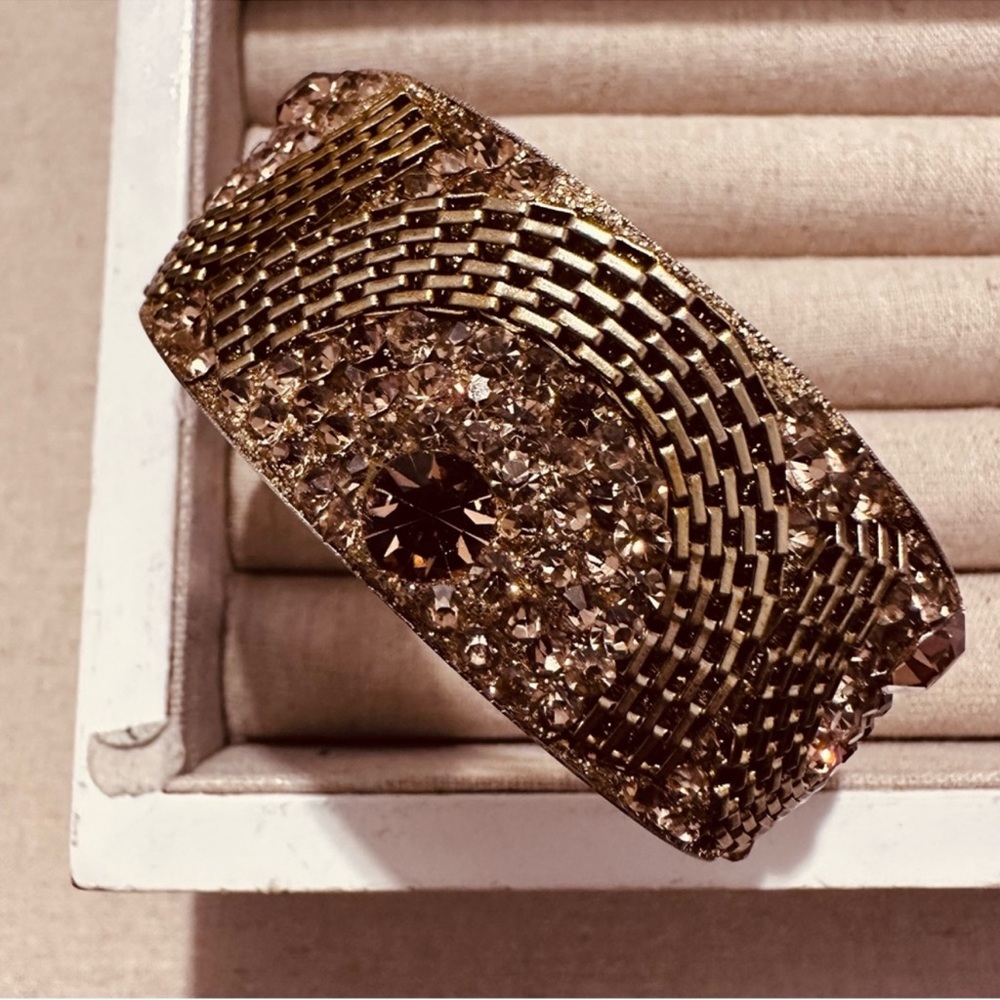Chamak By Priya | Bracelet | Wide Crystal Bracelet in Gold - Picture 15 of 16